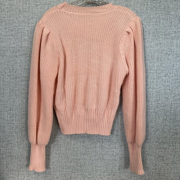 Cable Knit Sweater | Puff Sleeve Cropped Fit Size L - Picture 4 of 8